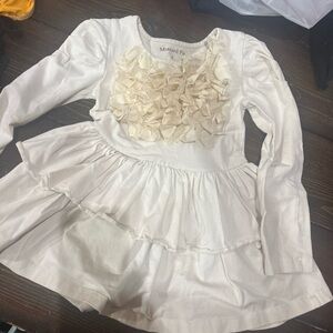 Mustard Pie Ivory Ruffle Long Sleeve Dress